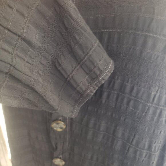 CP Shades Shirt Black Stripe Rayon Collar Button Front Long Sleeve Large - Picture 4 of 9